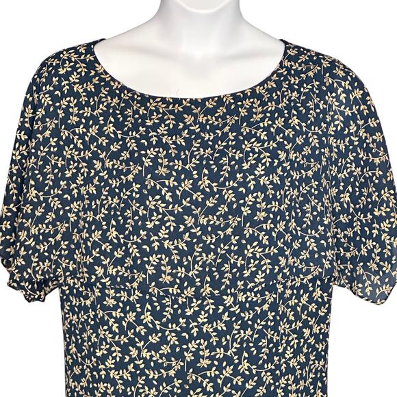 Cynthia Howie Floral Maxi Dress Sz 22 Tiered Sheath Emerald & Gold Short Sleeve - Picture 2 of 11